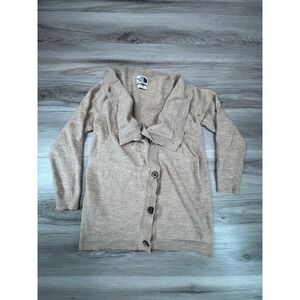 The North Face girls Cardigan Sweater Size L Beige Button Front Shawl Collar